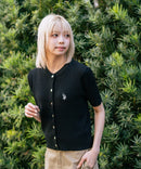 【U.S. POLO ASSN./ユーエスポロアッスン】【1枚で着れる 半袖カーディガン】ケーブル編み 半袖カーディガン ワンポイントロゴ刺繍 きれいめ オフィス 通勤 冷房対策 トラッド 韓国ファッション