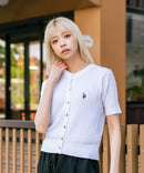 【U.S. POLO ASSN./ユーエスポロアッスン】【1枚で着れる 半袖カーディガン】ケーブル編み 半袖カーディガン ワンポイントロゴ刺繍 きれいめ オフィス 通勤 冷房対策 トラッド 韓国ファッション