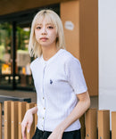 【U.S. POLO ASSN./ユーエスポロアッスン】【1枚で着れる 半袖カーディガン】ケーブル編み 半袖カーディガン ワンポイントロゴ刺繍 きれいめ オフィス 通勤 冷房対策 トラッド 韓国ファッション