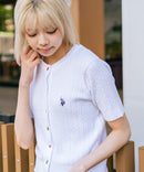 【U.S. POLO ASSN./ユーエスポロアッスン】【1枚で着れる 半袖カーディガン】ケーブル編み 半袖カーディガン ワンポイントロゴ刺繍 きれいめ オフィス 通勤 冷房対策 トラッド 韓国ファッション