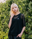 【U.S. POLO ASSN./ユーエスポロアッスン】【とろみ素材 蒸れにくくさらさら】透かし編みニットTシャツ 透け感 涼しい サマーニット 高見え 上品