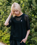 【U.S. POLO ASSN./ユーエスポロアッスン】【とろみ素材 蒸れにくくさらさら】透かし編みニットTシャツ 透け感 涼しい サマーニット 高見え 上品