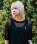 【U.S. POLO ASSN./ユーエスポロアッスン】【とろみ素材 蒸れにくくさらさら】透かし編みニットTシャツ 透け感 涼しい サマーニット 高見え 上品