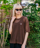 【U.S. POLO ASSN./ユーエスポロアッスン】【とろみ素材 蒸れにくくさらさら】透かし編みニットTシャツ 透け感 涼しい サマーニット 高見え 上品
