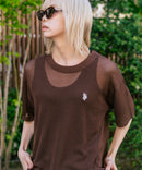 【U.S. POLO ASSN./ユーエスポロアッスン】【とろみ素材 蒸れにくくさらさら】透かし編みニットTシャツ 透け感 涼しい サマーニット 高見え 上品