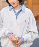 【BEVERLY HILLS POLO CLUB/ビバリーヒルズポロクラブ】ミニ裏毛 Vネックルーズシルエットカーディガン