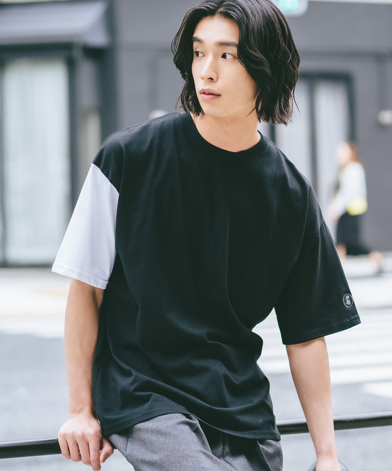 【BRKNHOME/ブロークンホーム】×【ZERO STAIN/ゼロステイン】コラボ 袖配色 クルーネック Ｔシャツzo