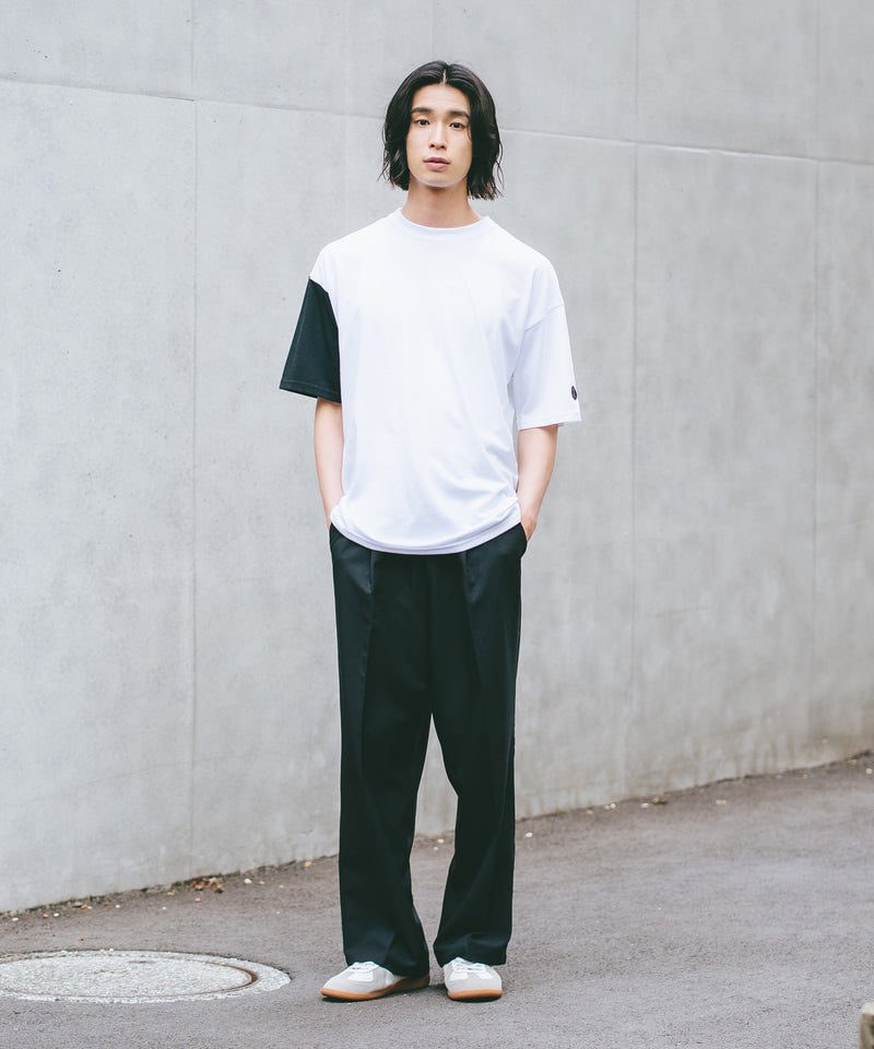 【BRKNHOME/ブロークンホーム】×【ZERO STAIN/ゼロステイン】コラボ 袖配色 クルーネック Ｔシャツzo