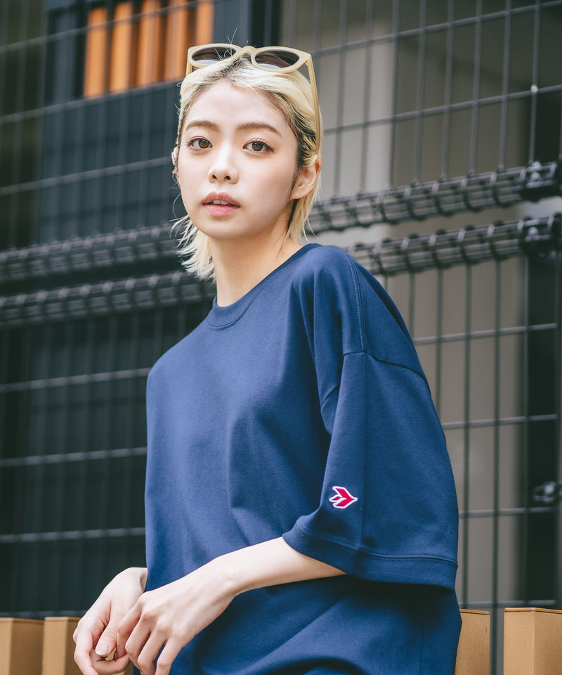 【SAVIER/サビアー】×【ZERO STAIN/ゼロステイン】コラボ 袖リブ クルーネック Tシャツzo
