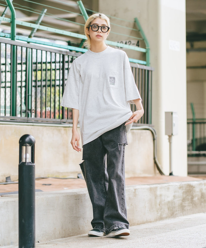 【OUTDOOR EXCHANGE/アウトドアエクスチェンジ】×【ZERO STAIN/ゼロステイン】コラボ モックネック ポケット付 Tシャツzo