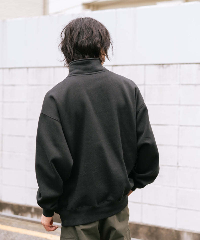 【BEN DAVIS/ベンデイビス】ワンポイントキモウハーフジップ ヘビーウェイトスウェット ワンポイント刺繍 裏起毛