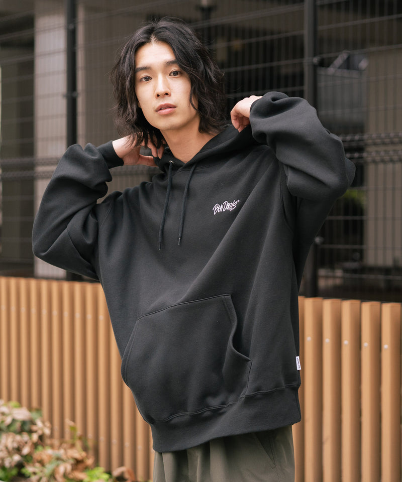 【BEN DAVIS/ベンデイビス】ワンポイントキモウフーディー ヘビーウェイトスウェット ワンポイント刺繍 裏起毛 プルオーバーパーカー