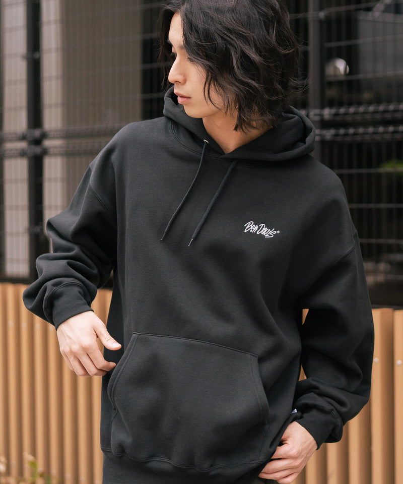 【BEN DAVIS/ベンデイビス】ワンポイントキモウフーディー ヘビーウェイトスウェット ワンポイント刺繍 裏起毛 プルオーバーパーカー