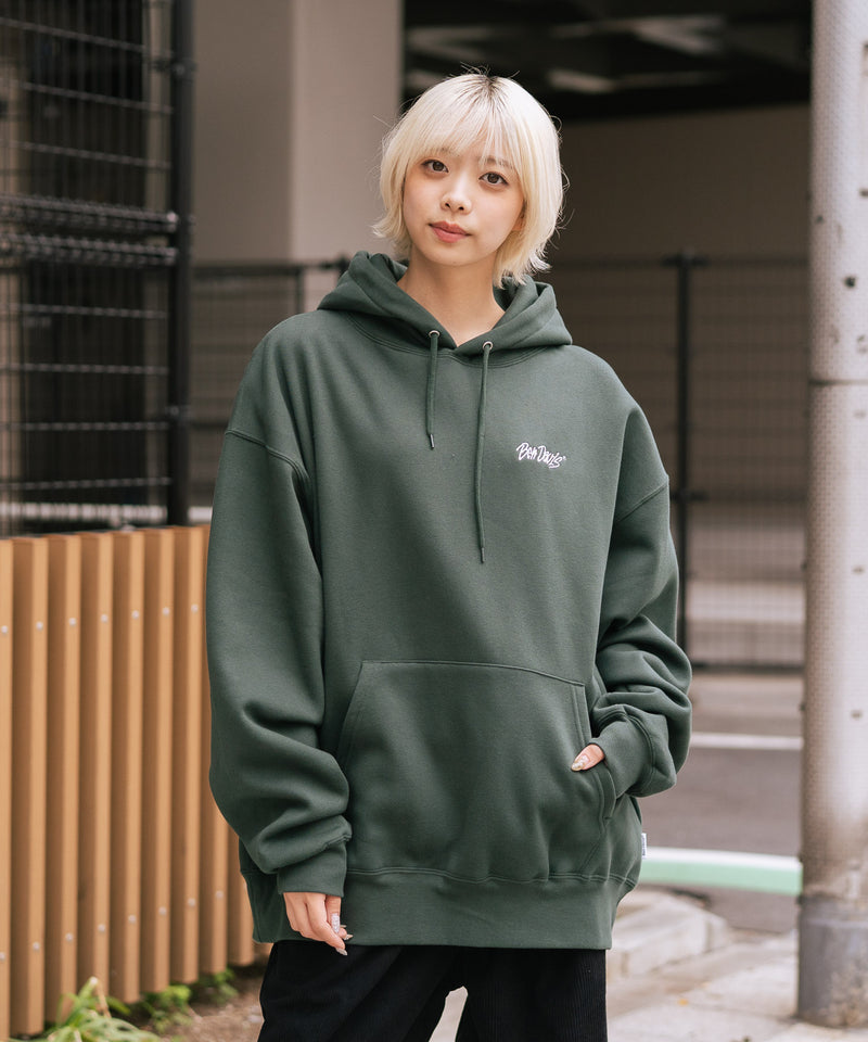 【BEN DAVIS/ベンデイビス】ワンポイントキモウフーディー ヘビーウェイトスウェット ワンポイント刺繍 裏起毛 プルオーバーパーカー