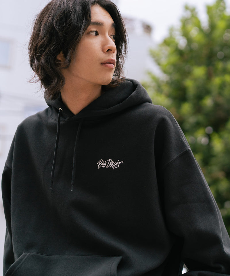 【BEN DAVIS/ベンデイビス】ワンポイントキモウフーディー ヘビーウェイトスウェット ワンポイント刺繍 裏起毛 プルオーバーパーカー
