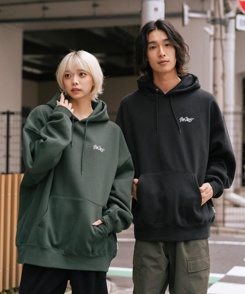 【BEN DAVIS/ベンデイビス】ワンポイントキモウフーディー ヘビーウェイトスウェット ワンポイント刺繍 裏起毛 プルオーバーパーカー