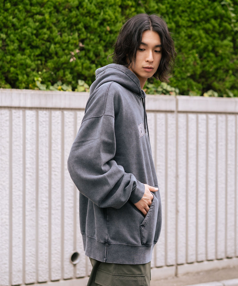 【BEN DAVIS/ベンデイビス】アーチロゴキモウフーディー ヴィンテージ加工 カレッジロゴ 裏起毛 プルオーバーパーカー