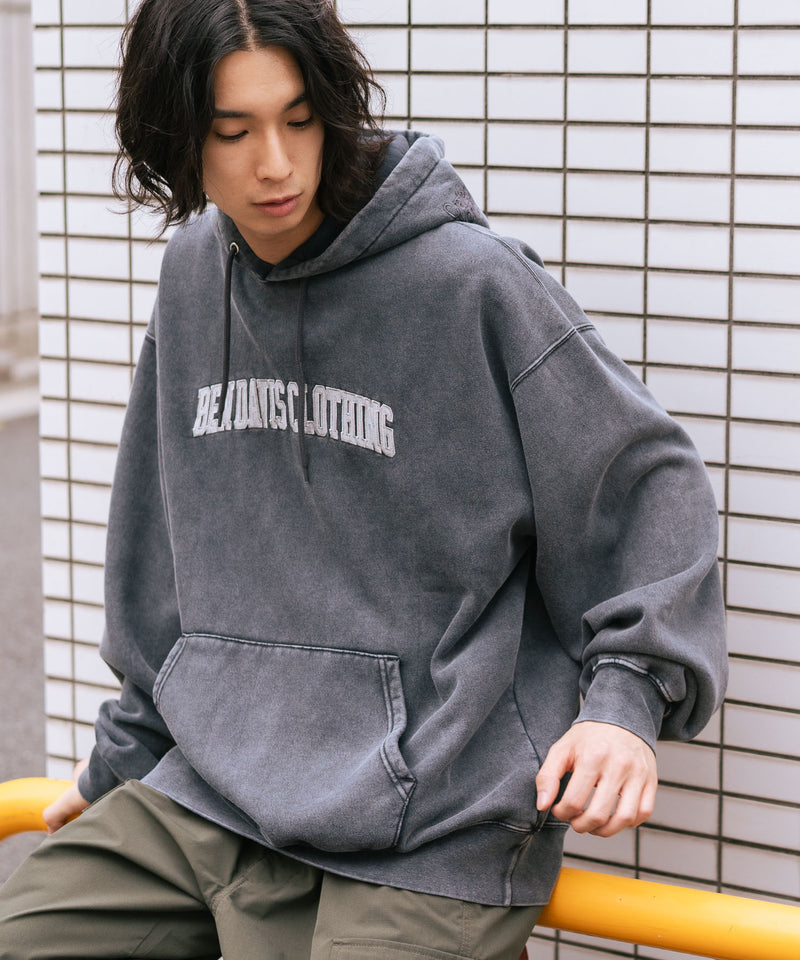 【BEN DAVIS/ベンデイビス】アーチロゴキモウフーディー ヴィンテージ加工 カレッジロゴ 裏起毛 プルオーバーパーカー