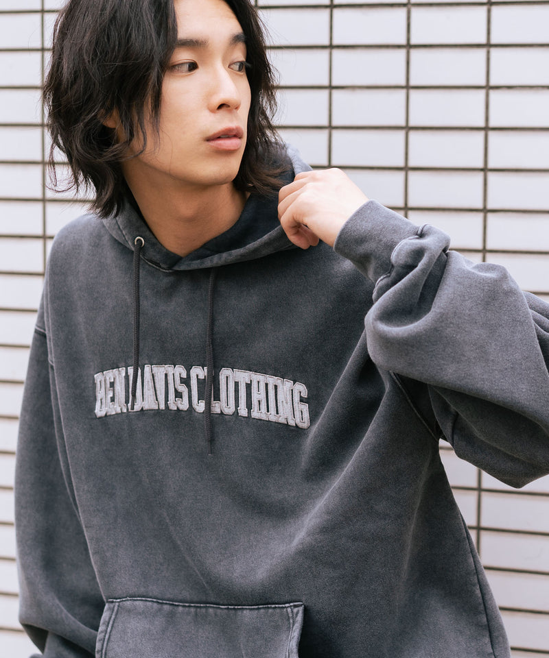 【BEN DAVIS/ベンデイビス】アーチロゴキモウフーディー ヴィンテージ加工 カレッジロゴ 裏起毛 プルオーバーパーカー