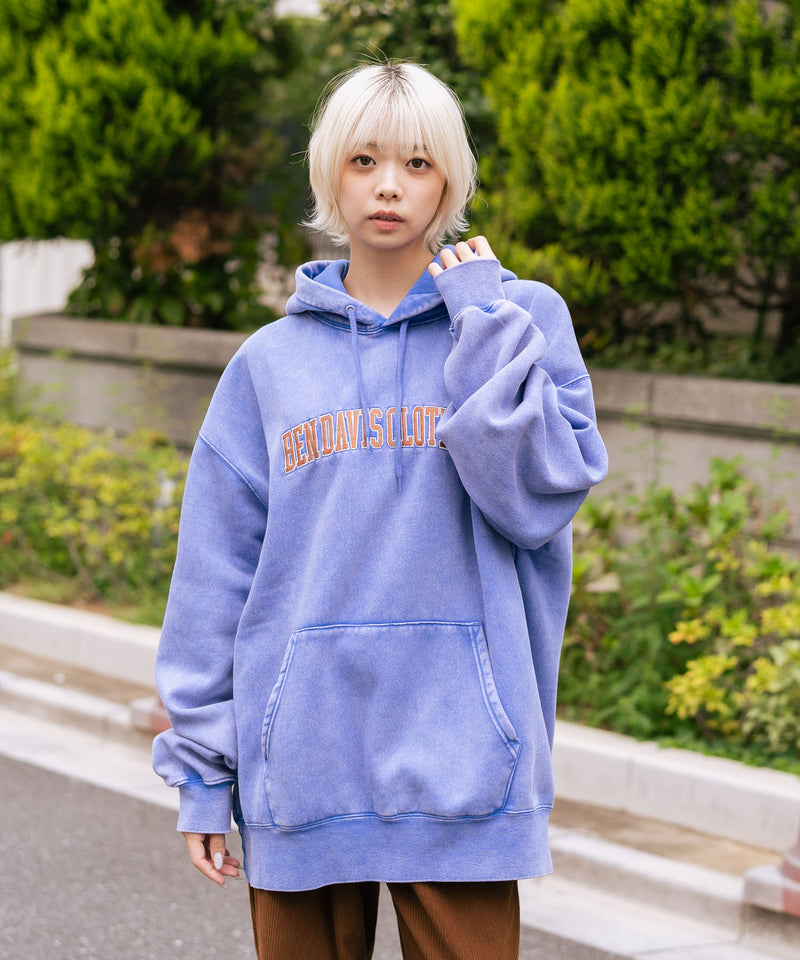 【BEN DAVIS/ベンデイビス】アーチロゴキモウフーディー ヴィンテージ加工 カレッジロゴ 裏起毛 プルオーバーパーカー