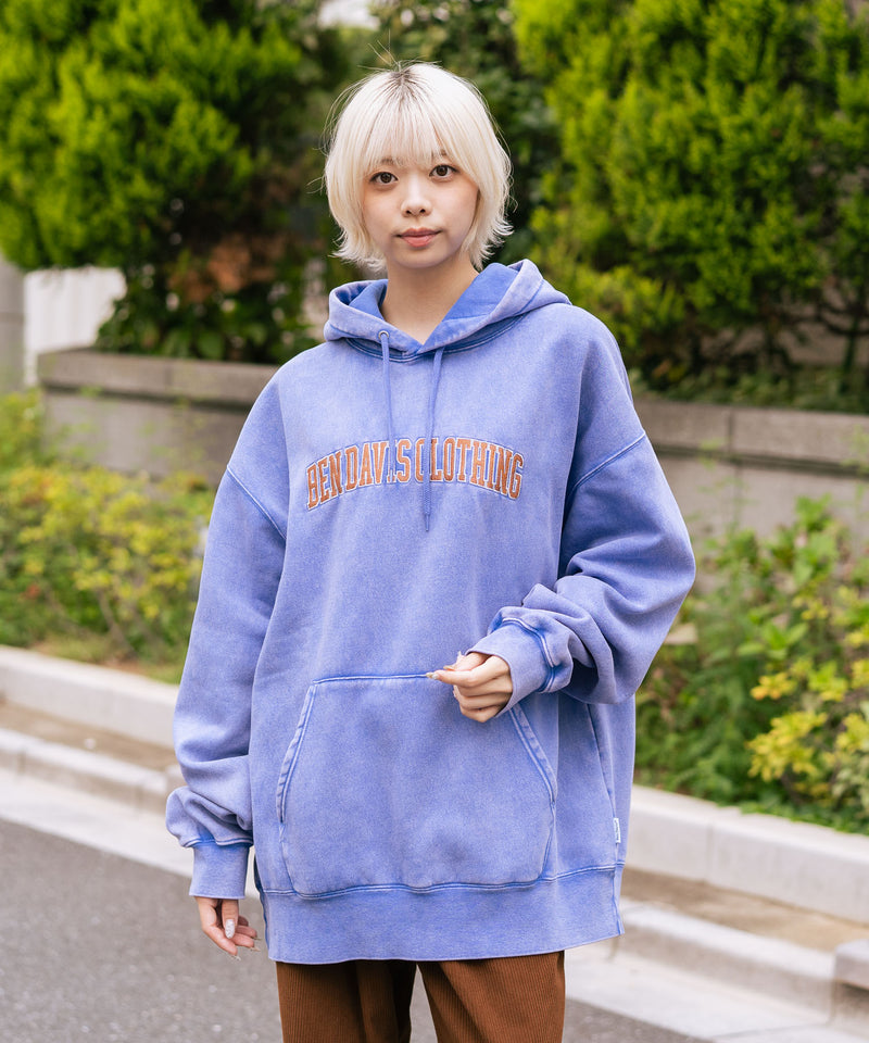 【BEN DAVIS/ベンデイビス】アーチロゴキモウフーディー ヴィンテージ加工 カレッジロゴ 裏起毛 プルオーバーパーカー