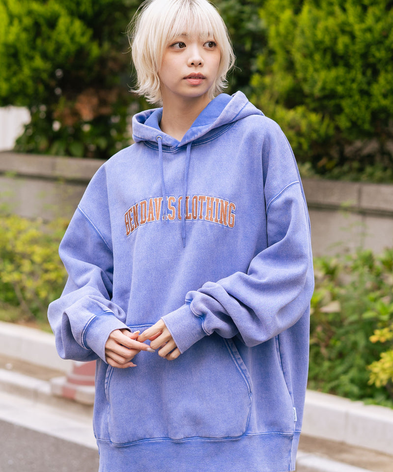 【BEN DAVIS/ベンデイビス】アーチロゴキモウフーディー ヴィンテージ加工 カレッジロゴ 裏起毛 プルオーバーパーカー