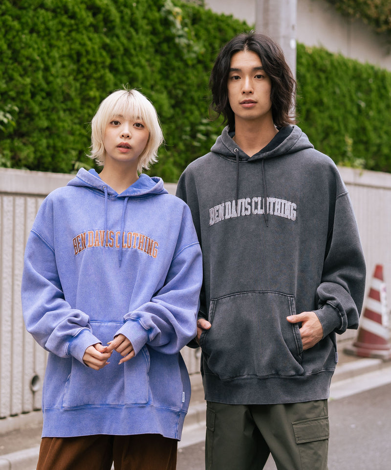 【BEN DAVIS/ベンデイビス】アーチロゴキモウフーディー ヴィンテージ加工 カレッジロゴ 裏起毛 プルオーバーパーカー