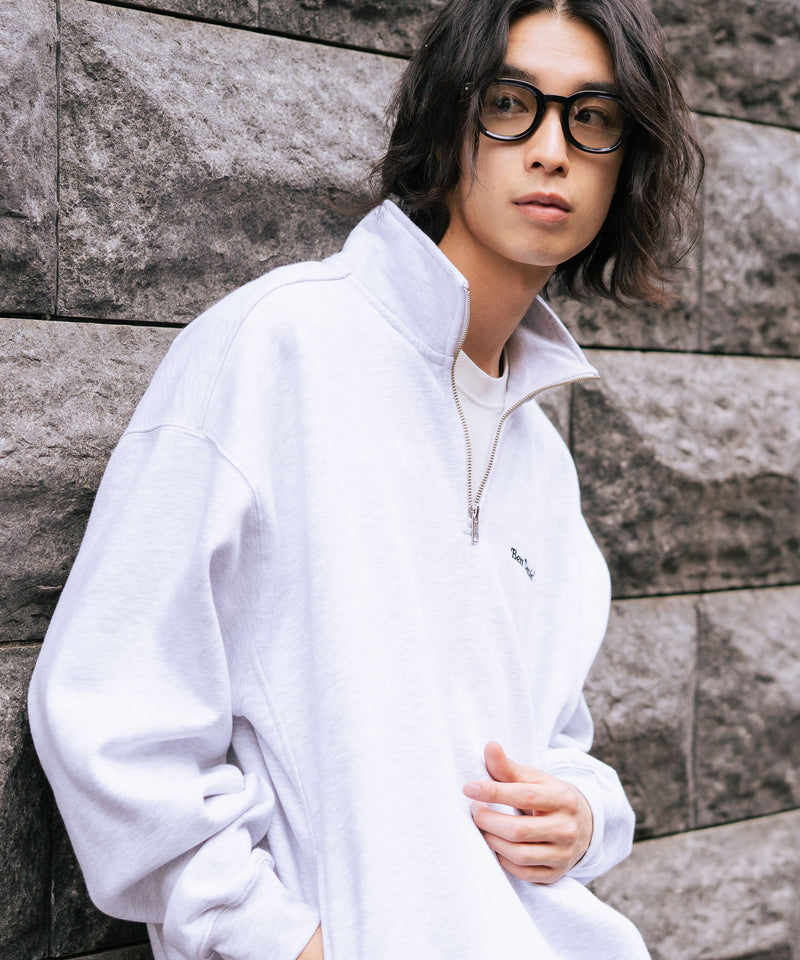 【BEN DAVIS/ベンデイビス】ワンポイントキモウハーフジップ ヘビーウェイトスウェット ワンポイント刺繍 裏起毛