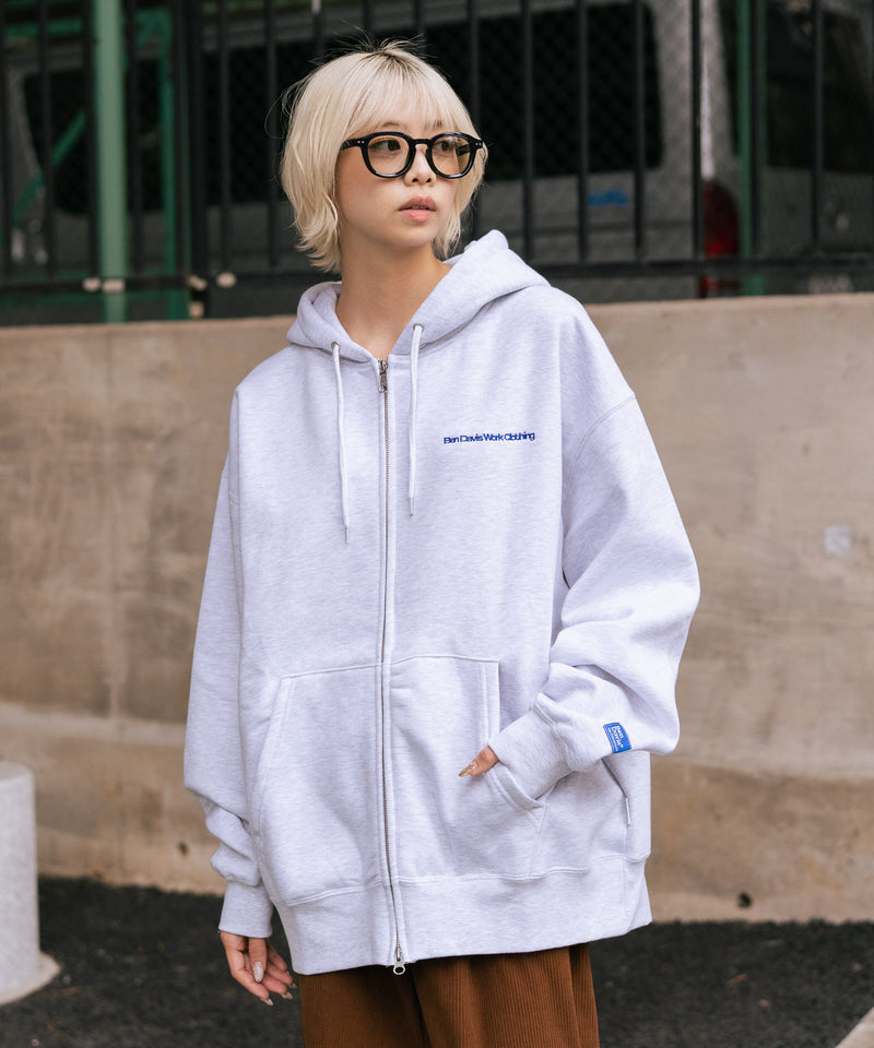 【BEN DAVIS/ベンデイビス】ウラキモウジップフーディー ヘビーウェイトスウェット ワンポイント刺繍 フルジップパーカー