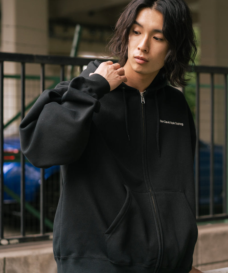 【BEN DAVIS/ベンデイビス】ウラキモウジップフーディー ヘビーウェイトスウェット ワンポイント刺繍 フルジップパーカー