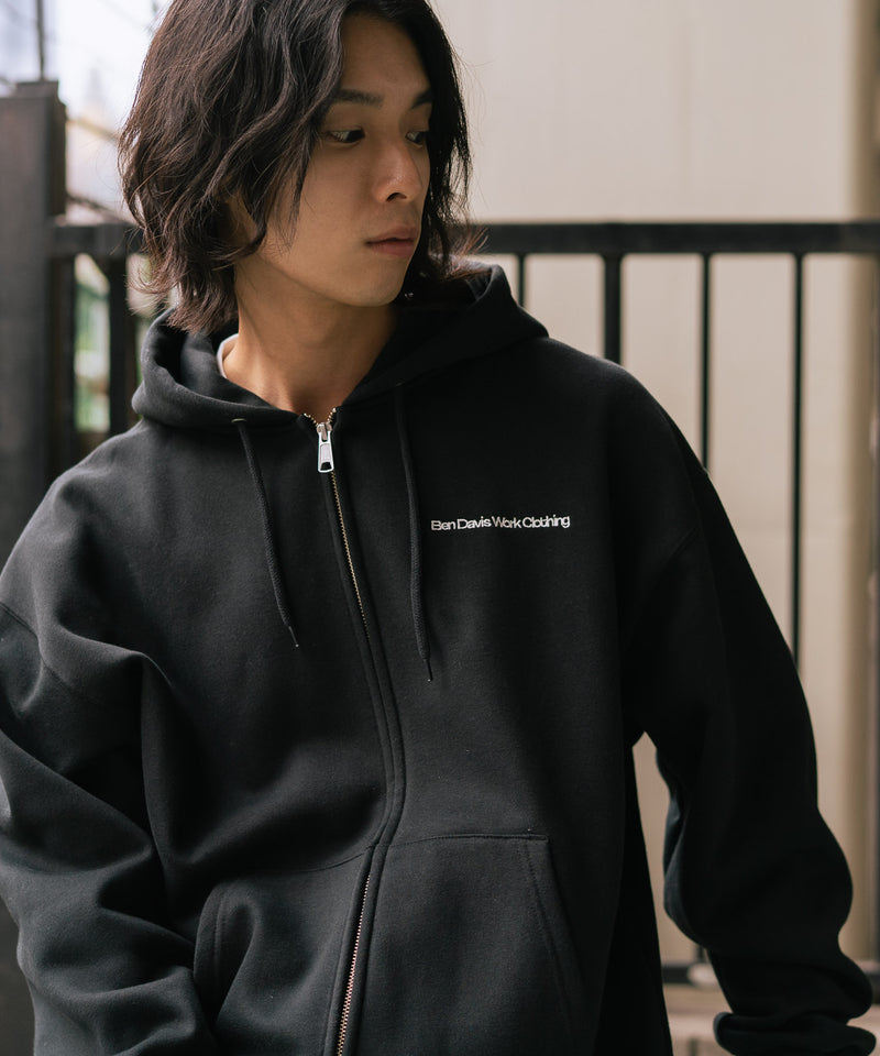 【BEN DAVIS/ベンデイビス】ウラキモウジップフーディー ヘビーウェイトスウェット ワンポイント刺繍 フルジップパーカー