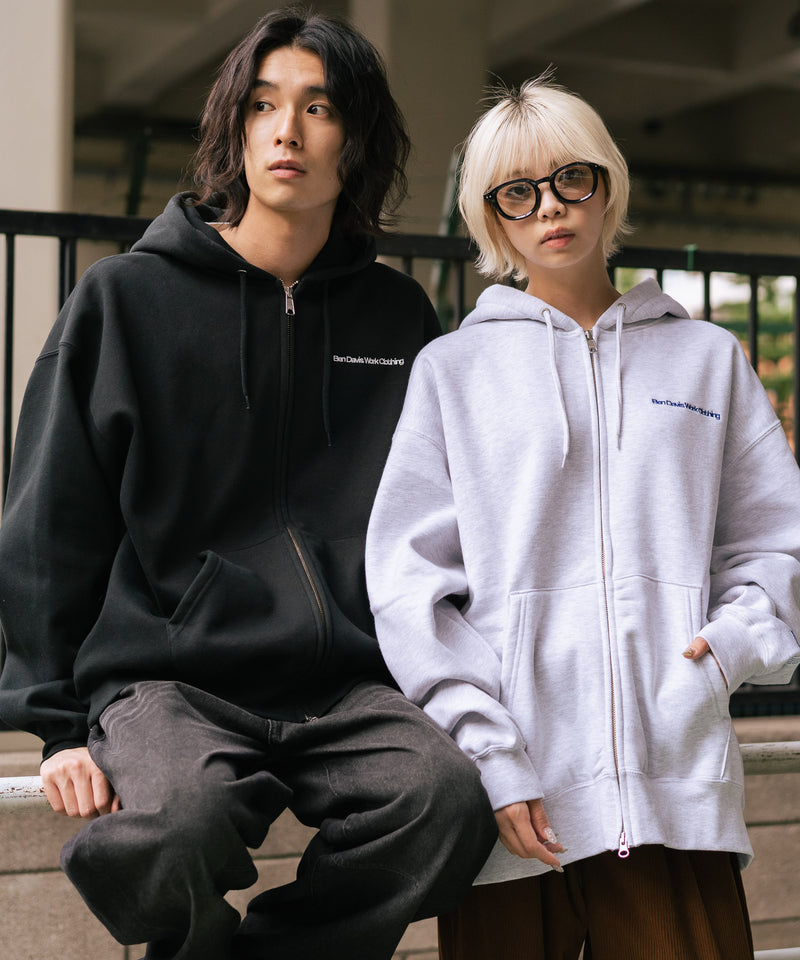 【BEN DAVIS/ベンデイビス】ウラキモウジップフーディー ヘビーウェイトスウェット ワンポイント刺繍 フルジップパーカー