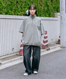 【BEN DAVIS/ベンデイビス】 パウダーブリーチ加工 ハーフジップポロシャツ