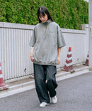 【BEN DAVIS/ベンデイビス】 パウダーブリーチ加工 ハーフジップポロシャツ