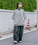 【BEN DAVIS/ベンデイビス】 パウダーブリーチ加工 ハーフジップポロシャツ