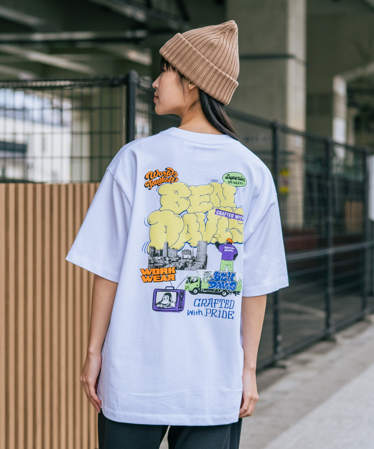 BEN DAVIS/ベンデイビス】OVERLAP 接触冷感 バックプリントTシャツ