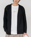 【TIMBRE POSTE】【コーデに迷わないお得なセットアイテム】ニットソーカーディガン Tシャツ 2点セット ボタンレスカーディガン 伸縮性 保温性 杢調 羽織り ユニセックス ブラック ❘ジーンズメイト公式オンラインショップ