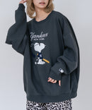 【PEANUTS/ピーナッツ】【ユニセックスデザインでリンクコーデにも◎】MLB×PEANUTS 裏起毛トレーナー 保温 キャラクター ドジャース ヤンキース パイレーツ