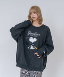 【PEANUTS/ピーナッツ】【ユニセックスデザインでリンクコーデにも◎】MLB×PEANUTS 裏起毛トレーナー 保温 キャラクター ドジャース ヤンキース パイレーツ