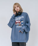 【PEANUTS/ピーナッツ】【ユニセックスデザインでリンクコーデにも◎】MLB×PEANUTS 裏起毛トレーナー 保温 キャラクター ドジャース ヤンキース パイレーツ