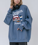【PEANUTS/ピーナッツ】【ユニセックスデザインでリンクコーデにも◎】MLB×PEANUTS 裏起毛トレーナー 保温 キャラクター ドジャース ヤンキース パイレーツ