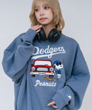 【PEANUTS/ピーナッツ】【ユニセックスデザインでリンクコーデにも◎】MLB×PEANUTS 裏起毛トレーナー 保温 キャラクター ドジャース ヤンキース パイレーツ