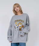 【PEANUTS/ピーナッツ】【ユニセックスデザインでリンクコーデにも◎】MLB×PEANUTS 裏起毛トレーナー 保温 キャラクター ドジャース ヤンキース パイレーツ