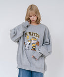【PEANUTS/ピーナッツ】【ユニセックスデザインでリンクコーデにも◎】MLB×PEANUTS 裏起毛トレーナー 保温 キャラクター ドジャース ヤンキース パイレーツ