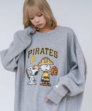 【PEANUTS/ピーナッツ】【ユニセックスデザインでリンクコーデにも◎】MLB×PEANUTS 裏起毛トレーナー 保温 キャラクター ドジャース ヤンキース パイレーツ