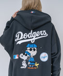 【PEANUTS/ピーナッツ】【ユニセックスデザインでリンクコーデにも◎】MLB×PEANUTS 裏起毛ジップパーカー 保温 キャラクター ドジャース ヤンキース ホワイトソックス