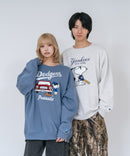 【PEANUTS/ピーナッツ】【ユニセックスデザインでリンクコーデにも◎】MLB×PEANUTS 裏起毛トレーナー 保温 キャラクター ドジャース ヤンキース パイレーツ