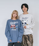 【PEANUTS/ピーナッツ】【ユニセックスデザインでリンクコーデにも◎】MLB×PEANUTS 裏起毛トレーナー 保温 キャラクター ドジャース ヤンキース パイレーツ
