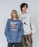 【PEANUTS/ピーナッツ】【ユニセックスデザインでリンクコーデにも◎】MLB×PEANUTS 裏起毛トレーナー 保温 キャラクター ドジャース ヤンキース パイレーツ