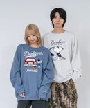【PEANUTS/ピーナッツ】【ユニセックスデザインでリンクコーデにも◎】MLB×PEANUTS 裏起毛トレーナー 保温 キャラクター ドジャース ヤンキース パイレーツ